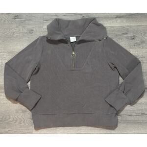 Varley Vine 1/2 Zip Ribbed Pullover Sweatshirt L Brown